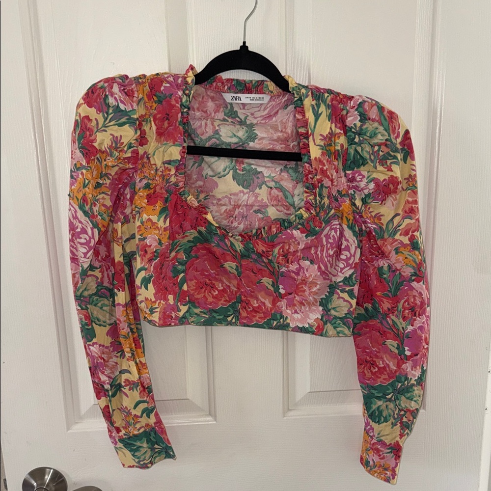 Zara Vibrant Floral Blouse - Pink and Green